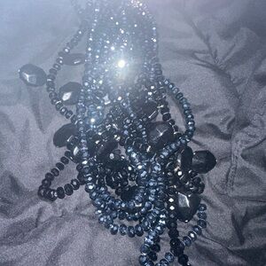 Black Layered Beaded Necklace